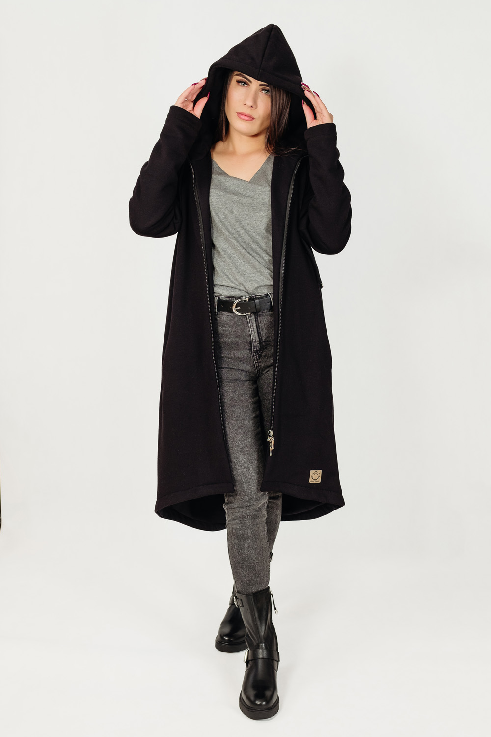 NATURA - płaszcz dresowy kolor Czarny