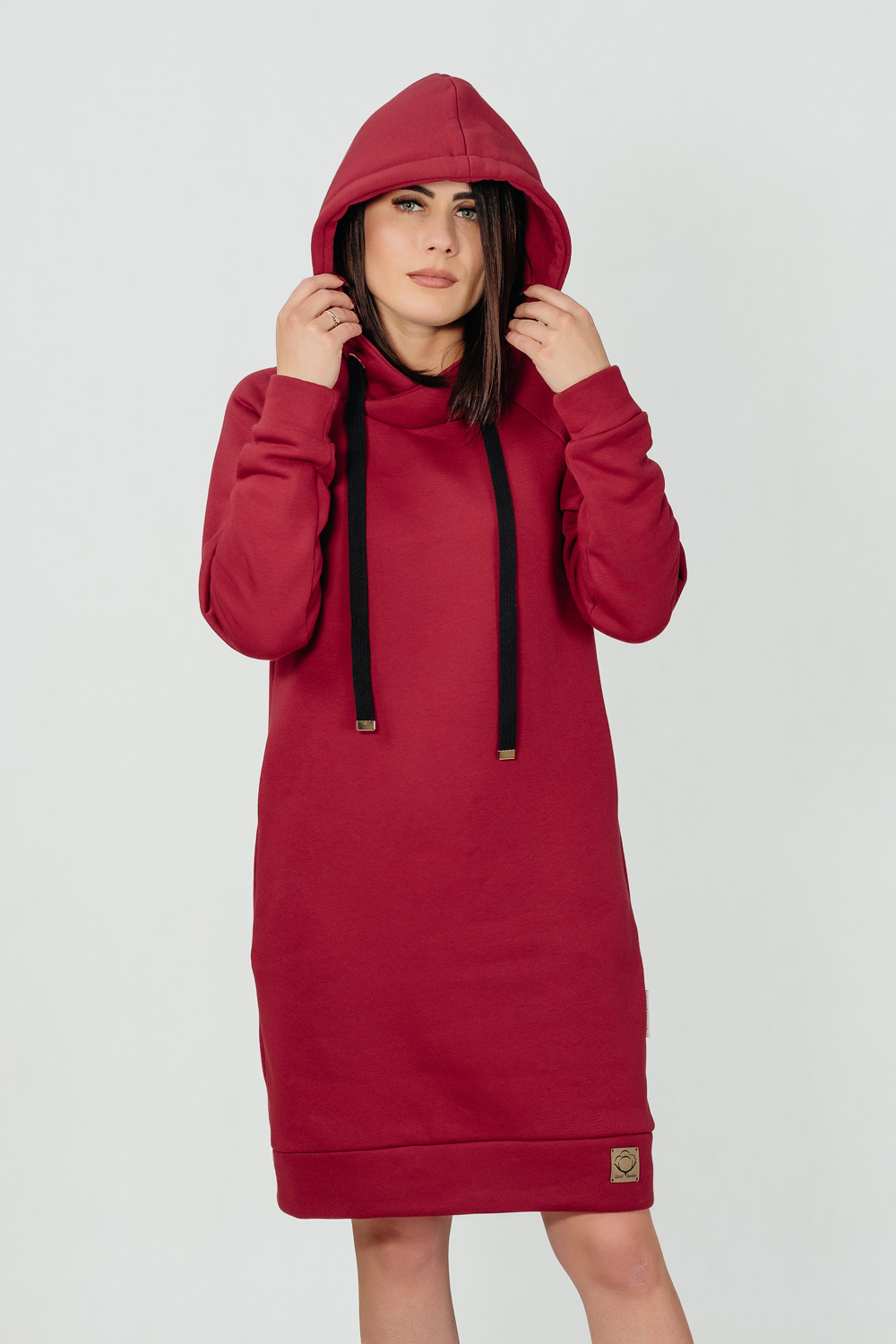 BAŁTYK  - długa bluza z kapturem kolor Bordo