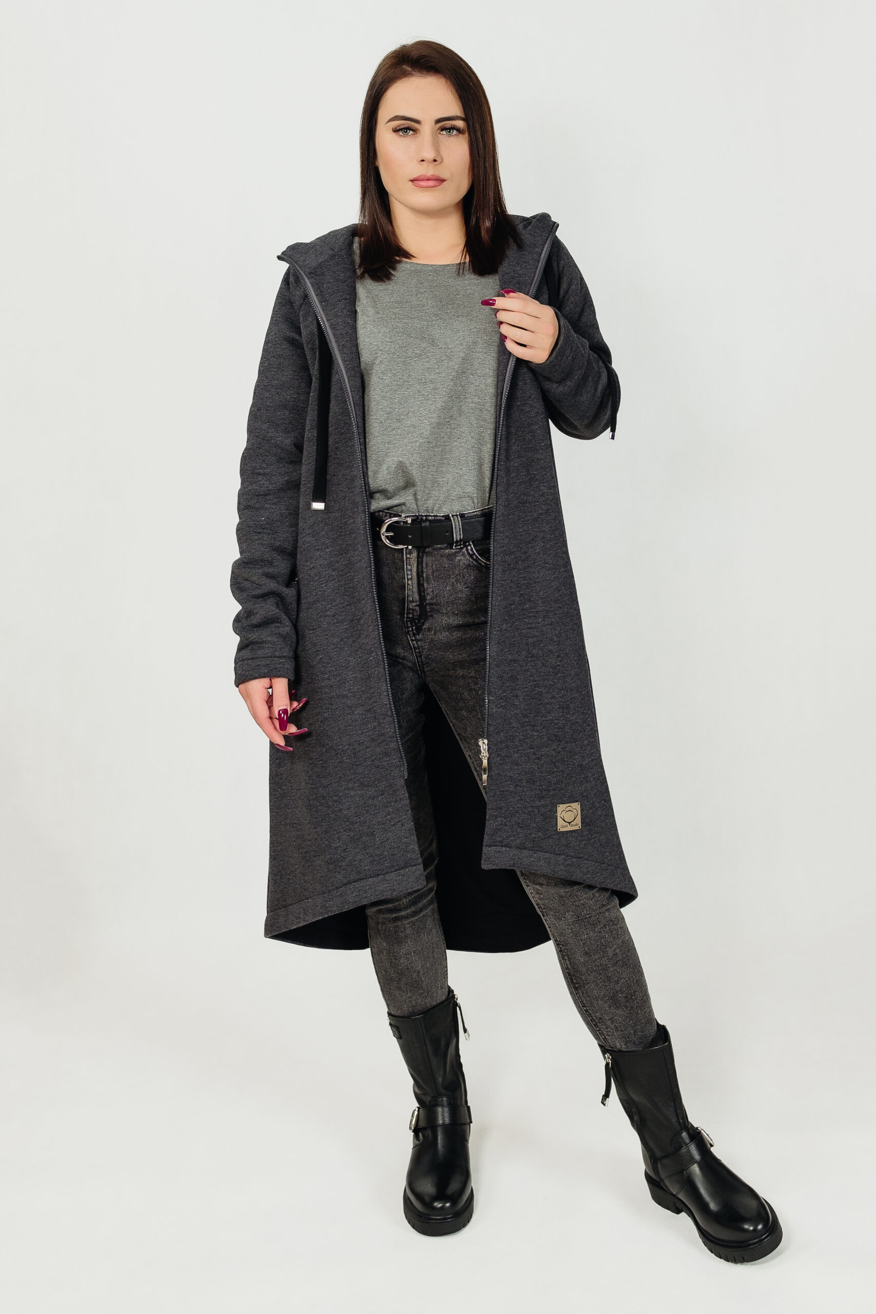 NATURA - płaszcz dresowy kolor Antracyt