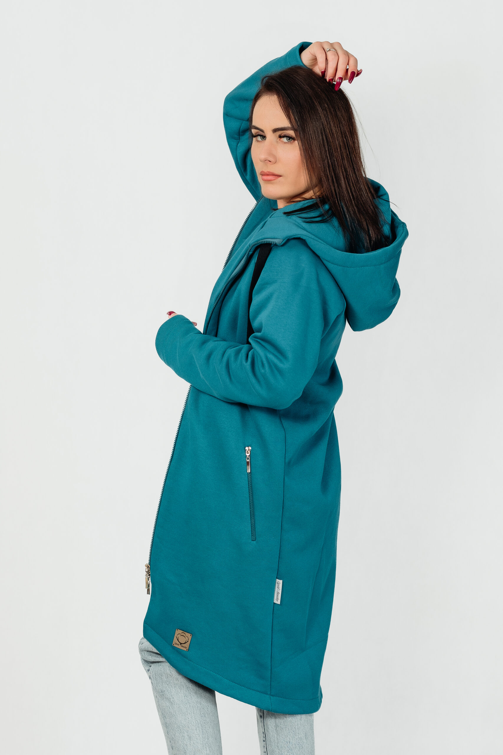 NATURA - płaszcz dresowy kolor Morski