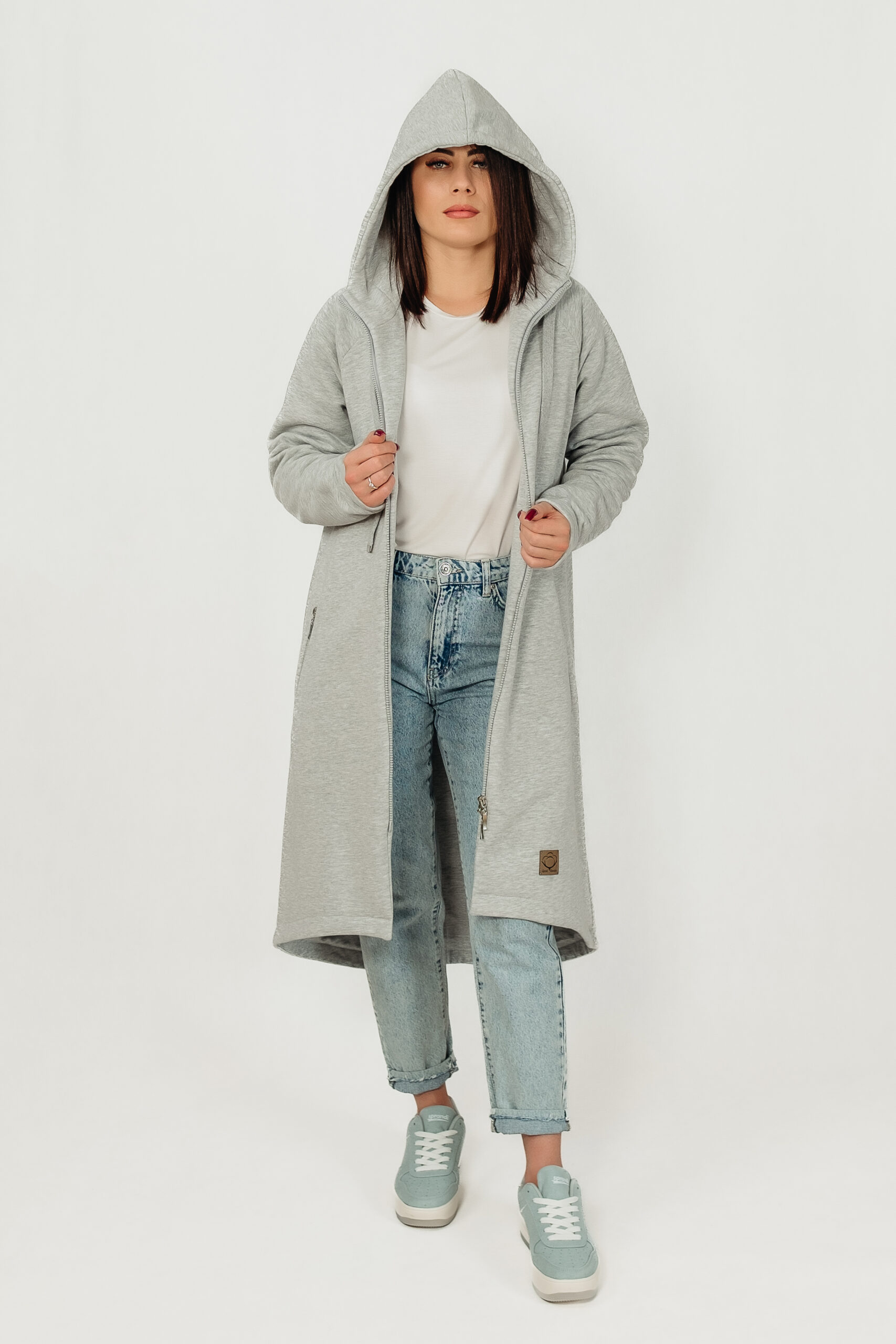 NATURA - płaszcz dresowy kolor Jasnoszary