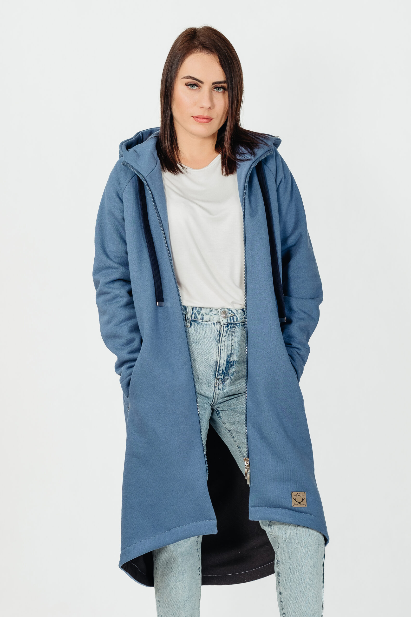 NATURA - płaszcz dresowy kolor Niebieski Jeans