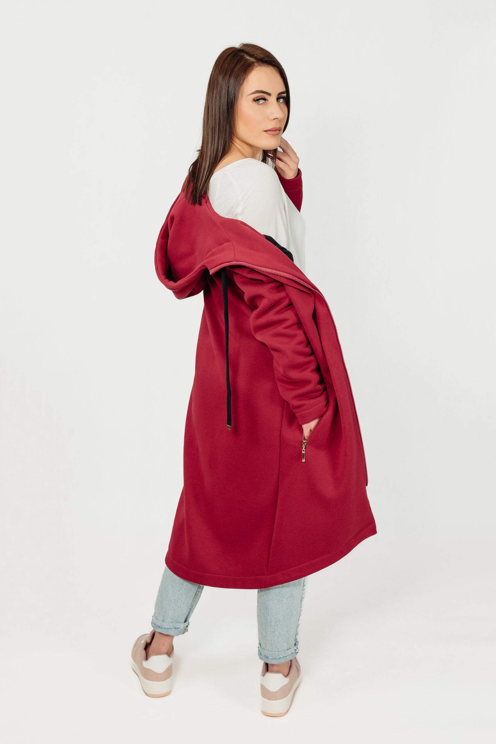 NATURA - płaszcz dresowy kolor Bordo