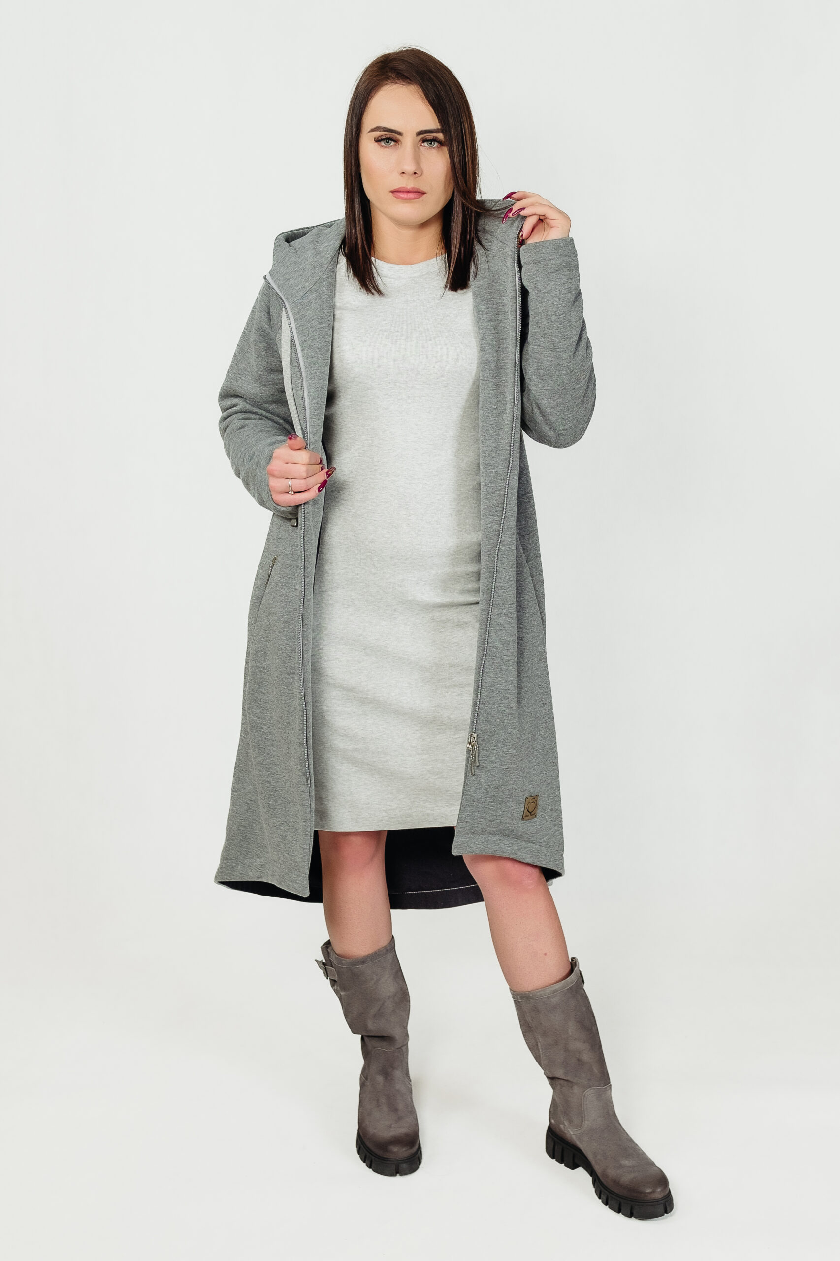 NATURA - płaszcz dresowy kolor Popielaty