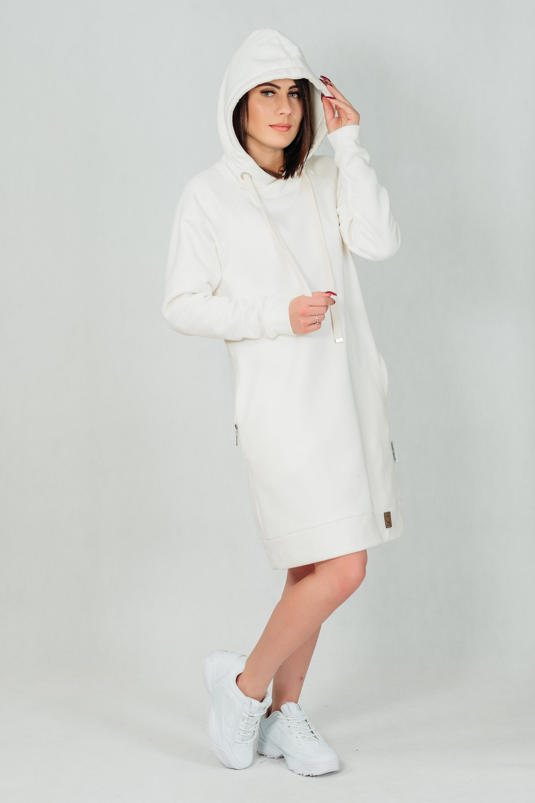 BAŁTYK  - długa bluza z kapturem kolor Krem