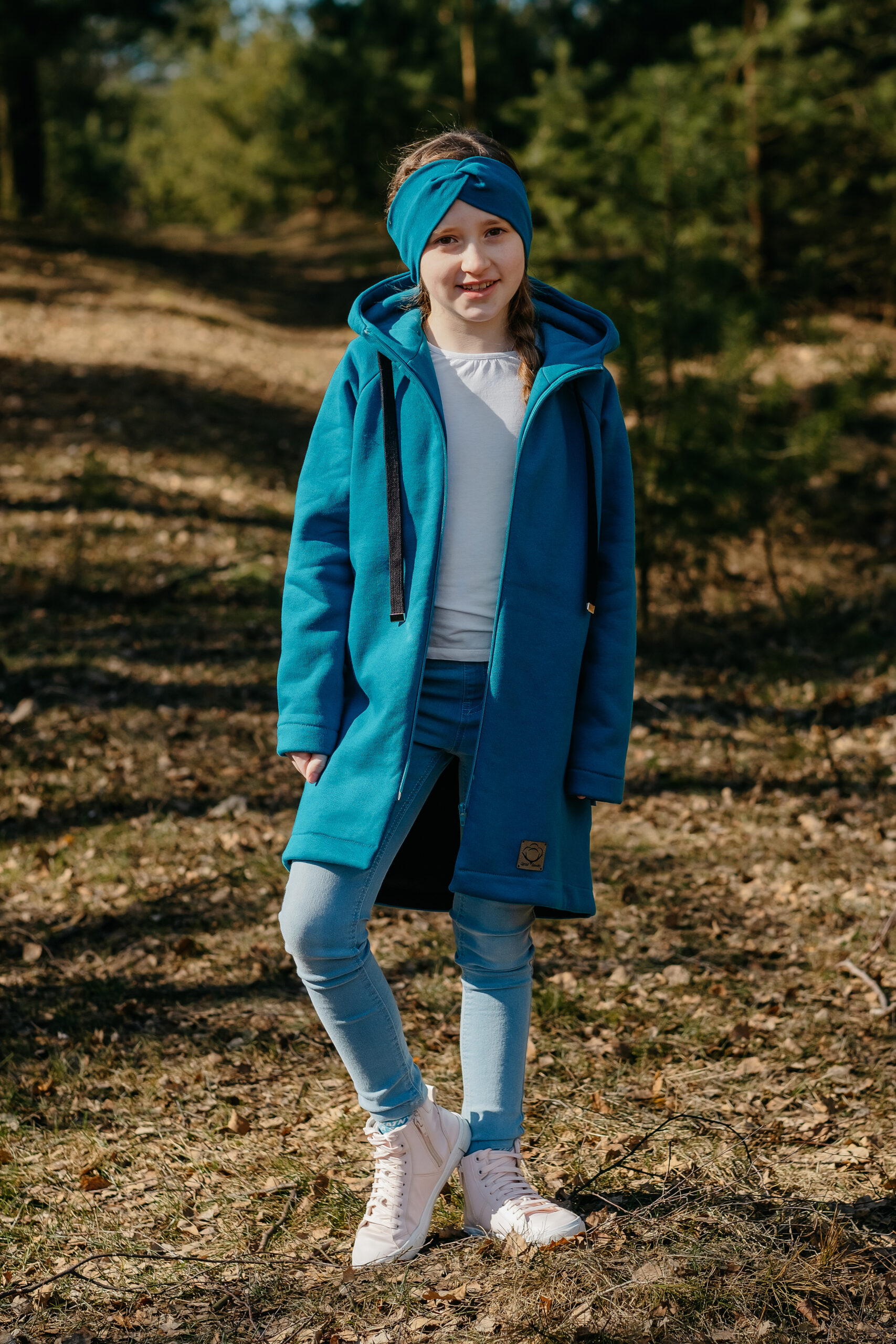 MAŁA NATURA - płaszczyk dresowy kolor Morski