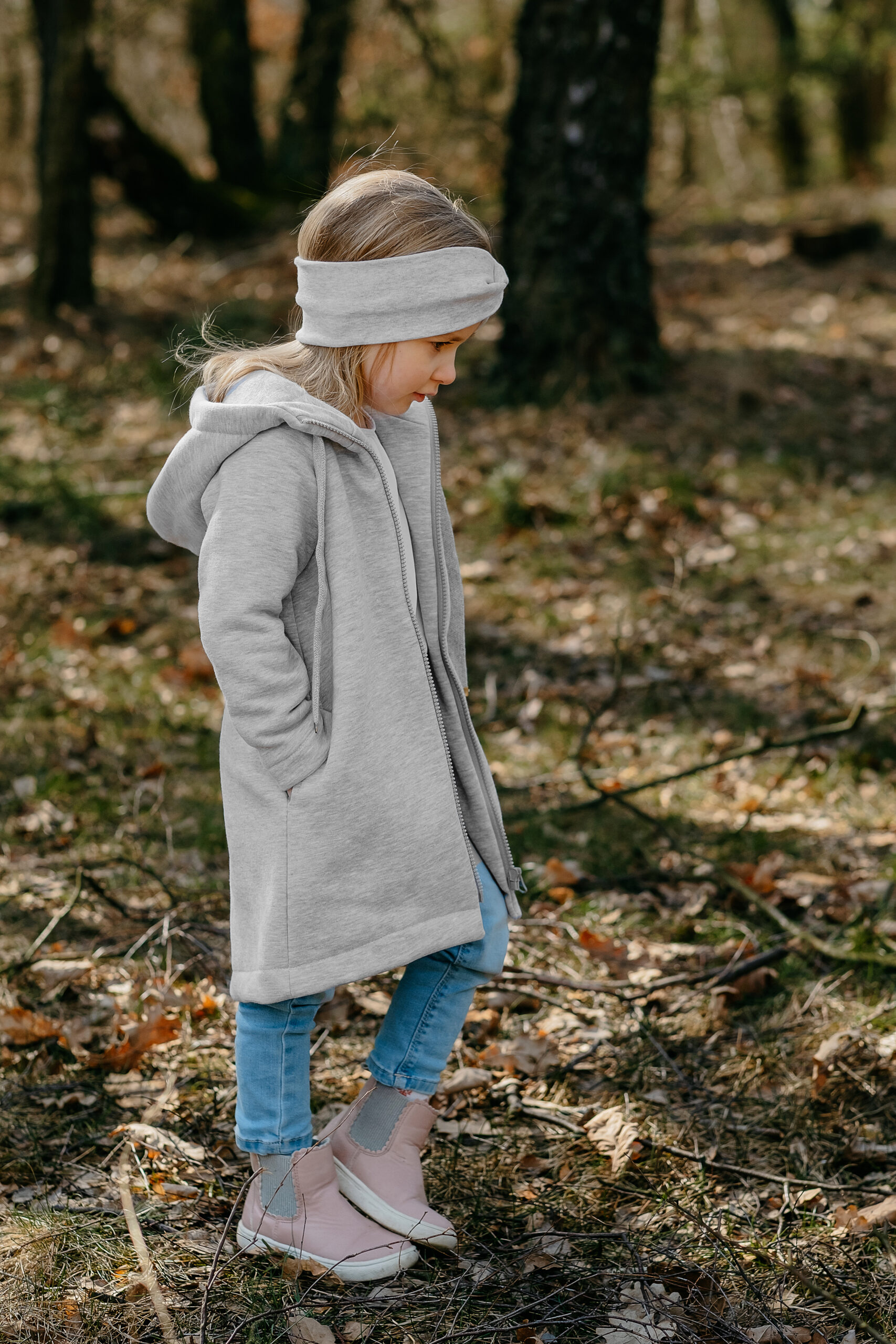 MAŁA NATURA - płaszczyk dresowy kolor Jasnoszary