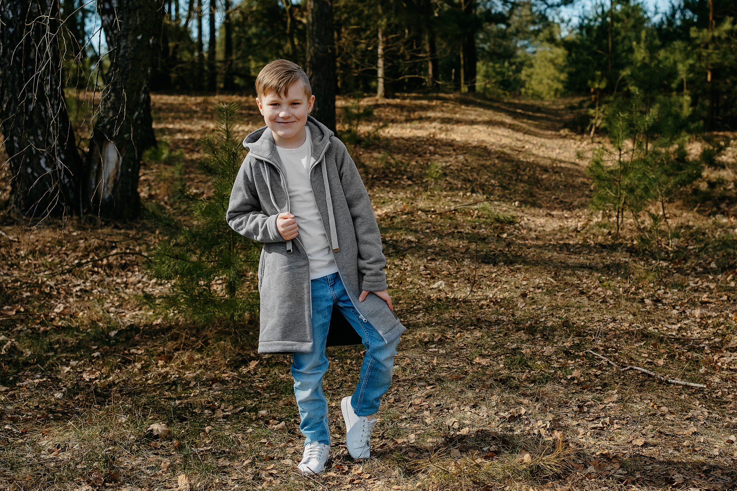 MAŁA NATURA - płaszczyk dresowy kolor Popielaty