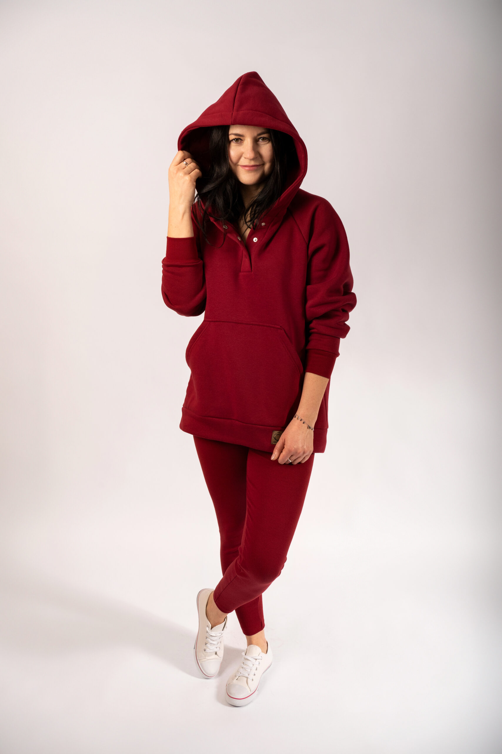 BEZTROSKA MAXI bluza z kapturem kolor Bordo