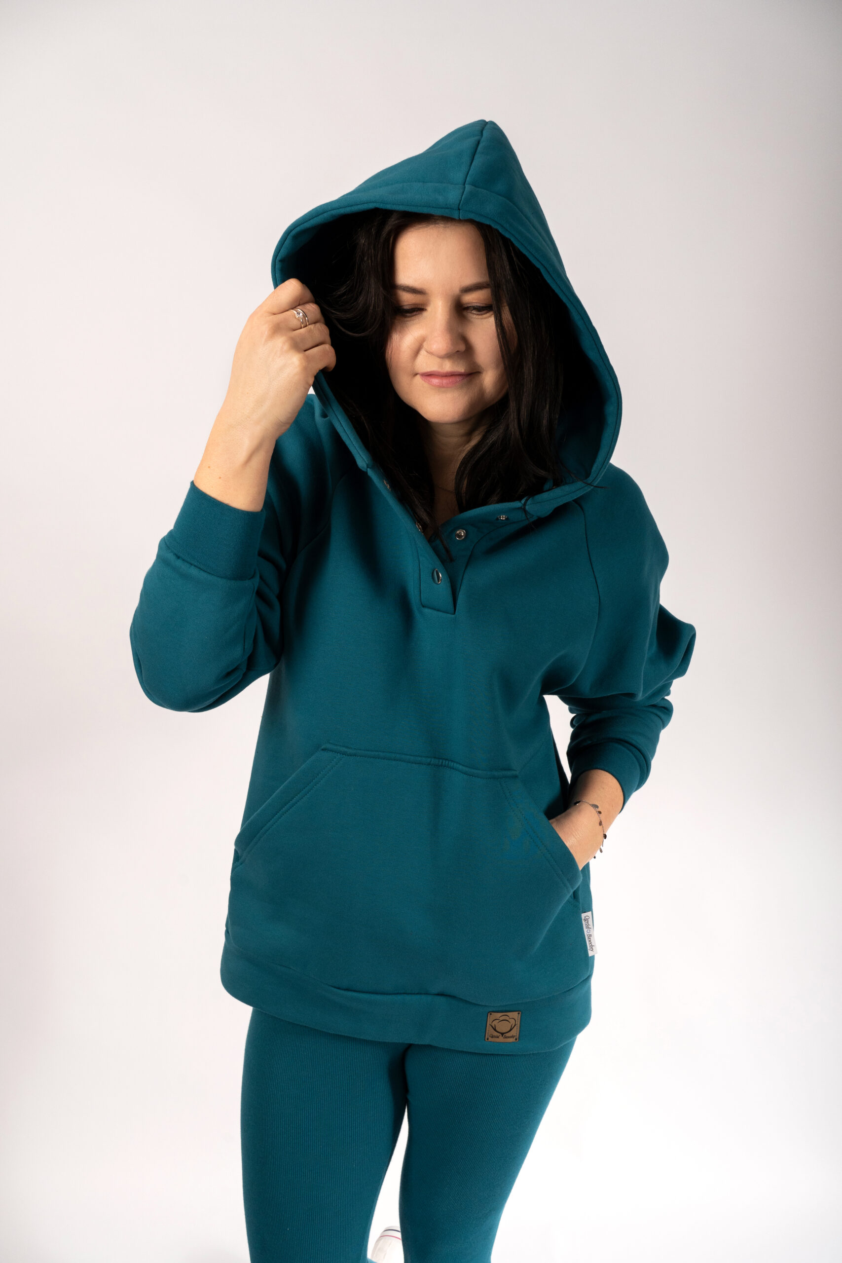 BEZTROSKA MAXI bluza z kapturem kolor Morski