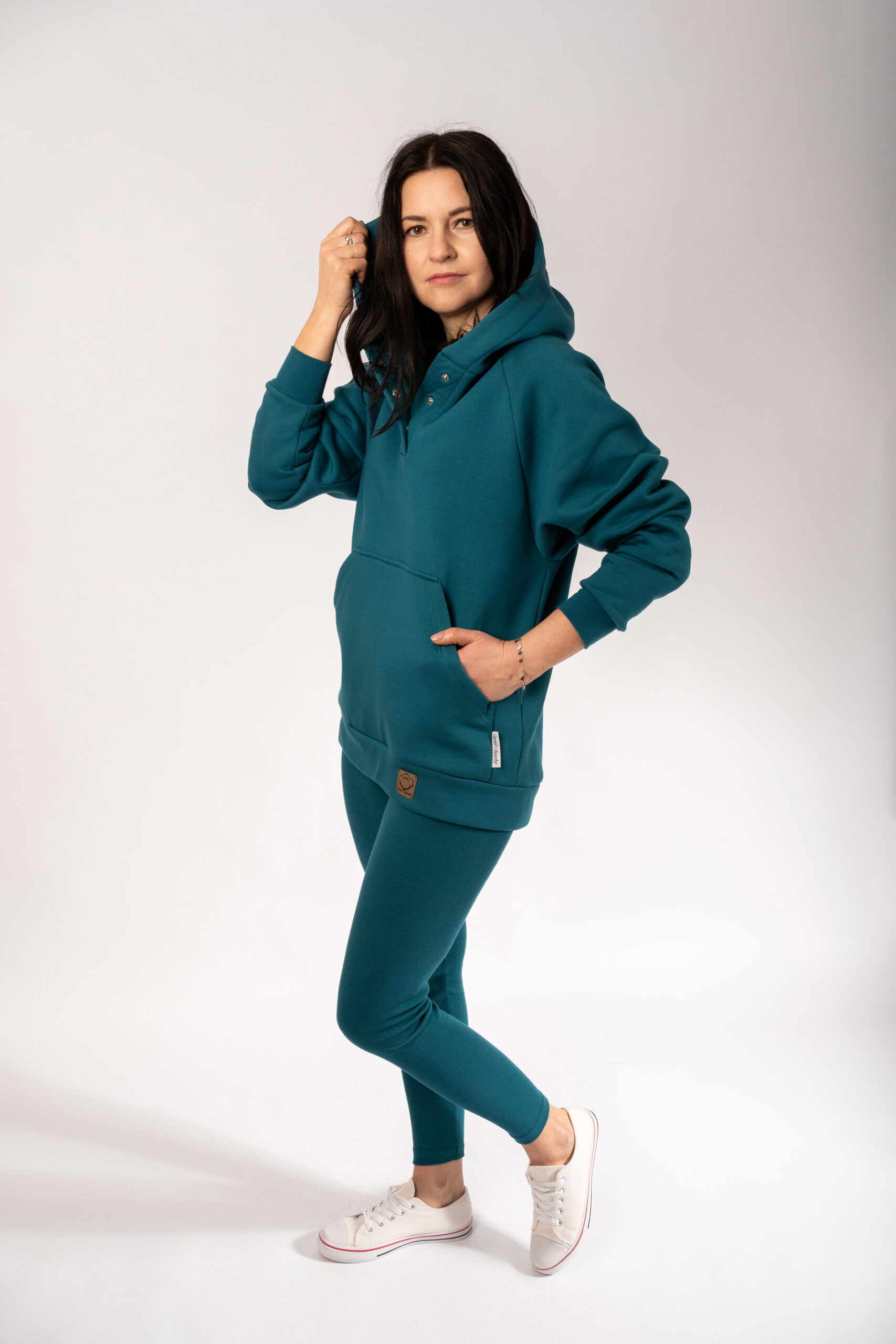 BEZTROSKA MAXI bluza z kapturem kolor Morski - obrazek 2