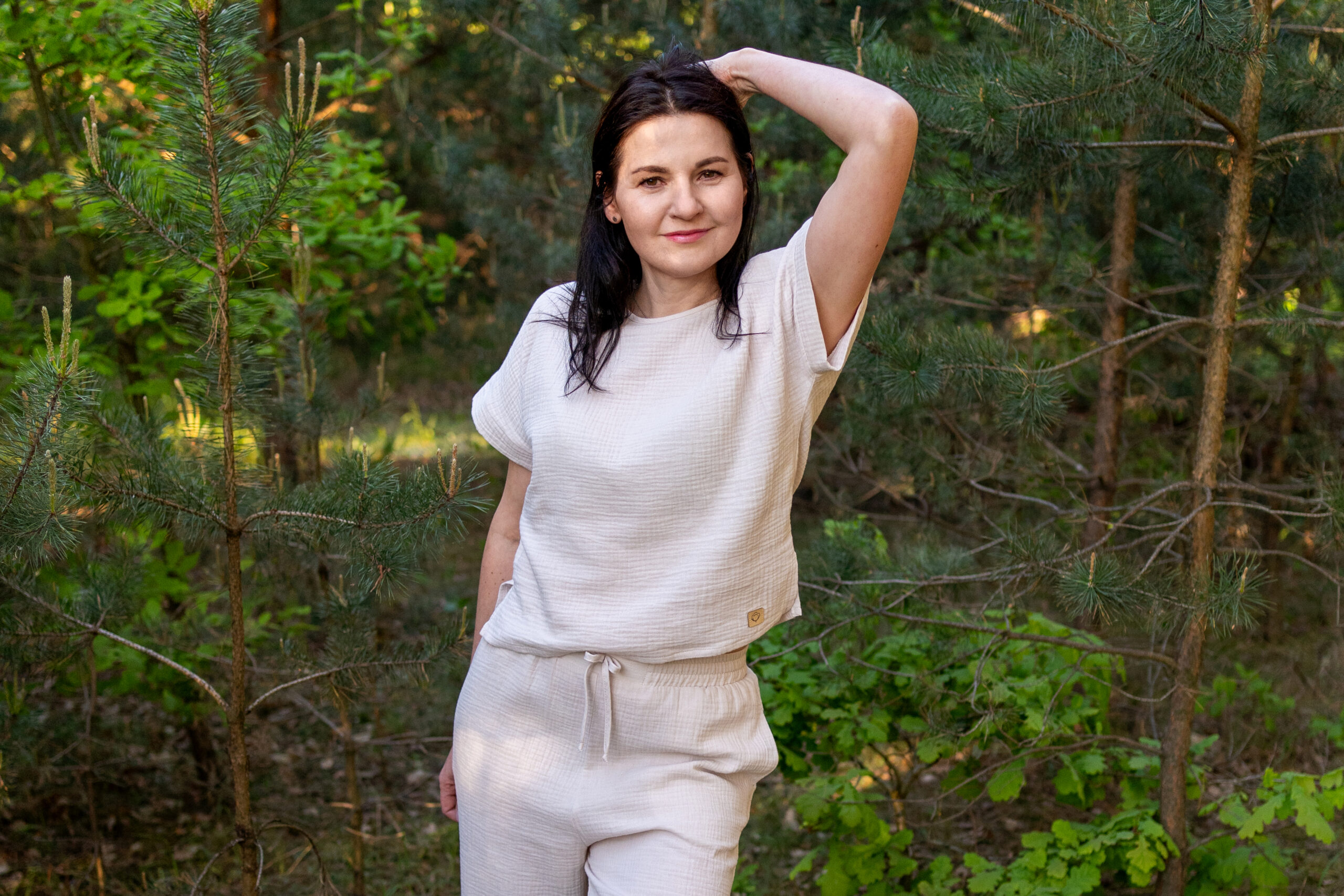 HELENA- bluzka z muślinu bawełnianego kolor Beż