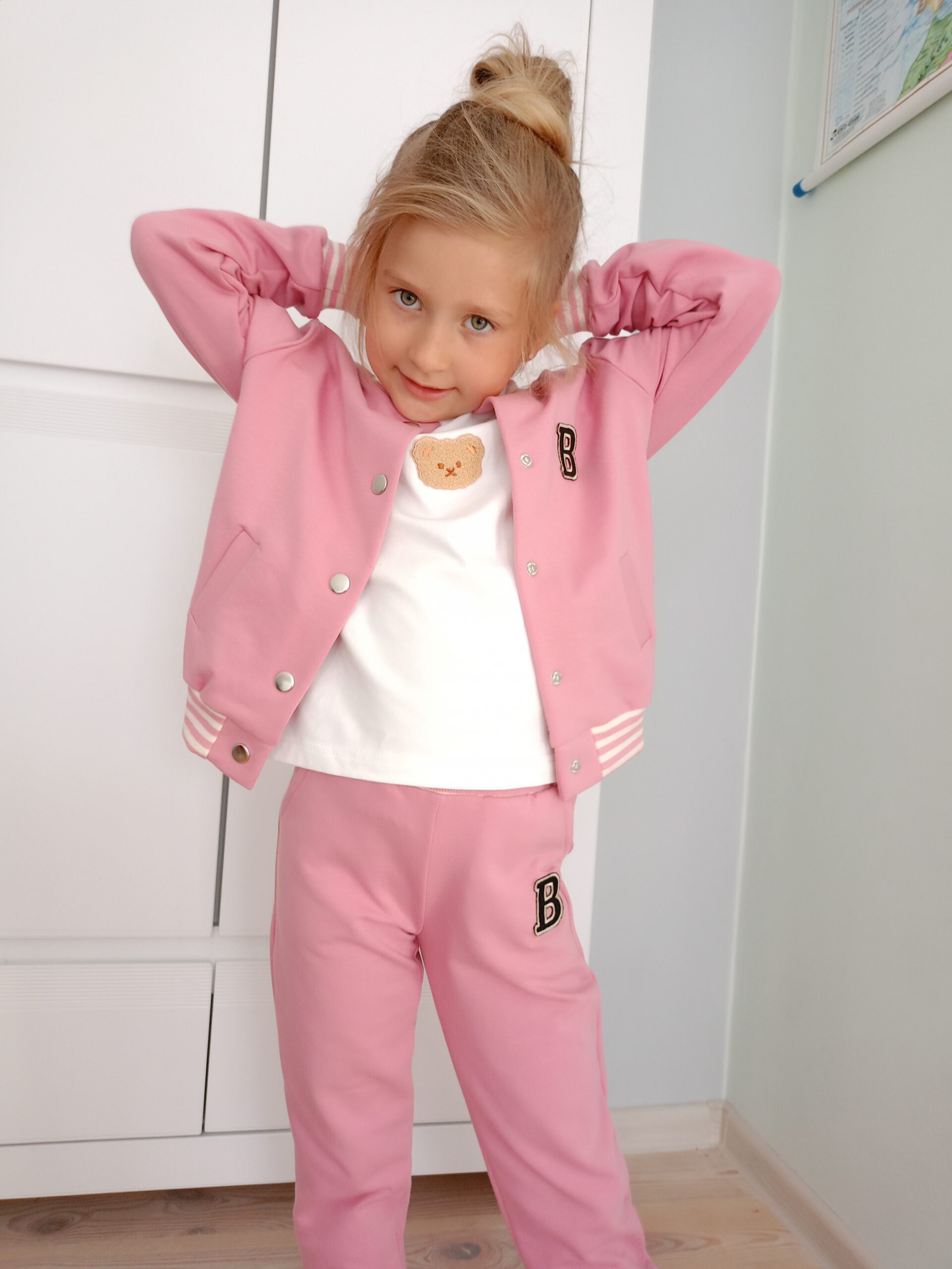 Bomberka B+spodnie B komplet dresowy kolor Pastelowy Róż - obrazek 4