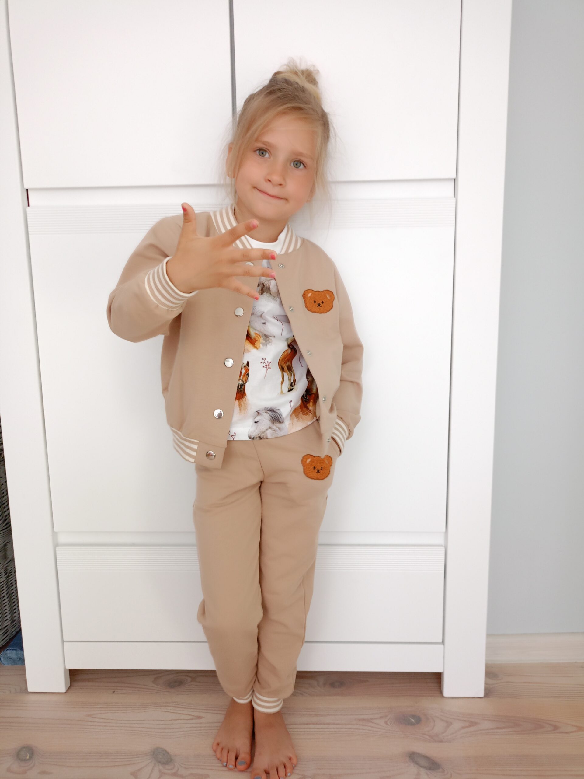 Bomberka Miś+spodnie Miś komplet dresowy kolor Beż