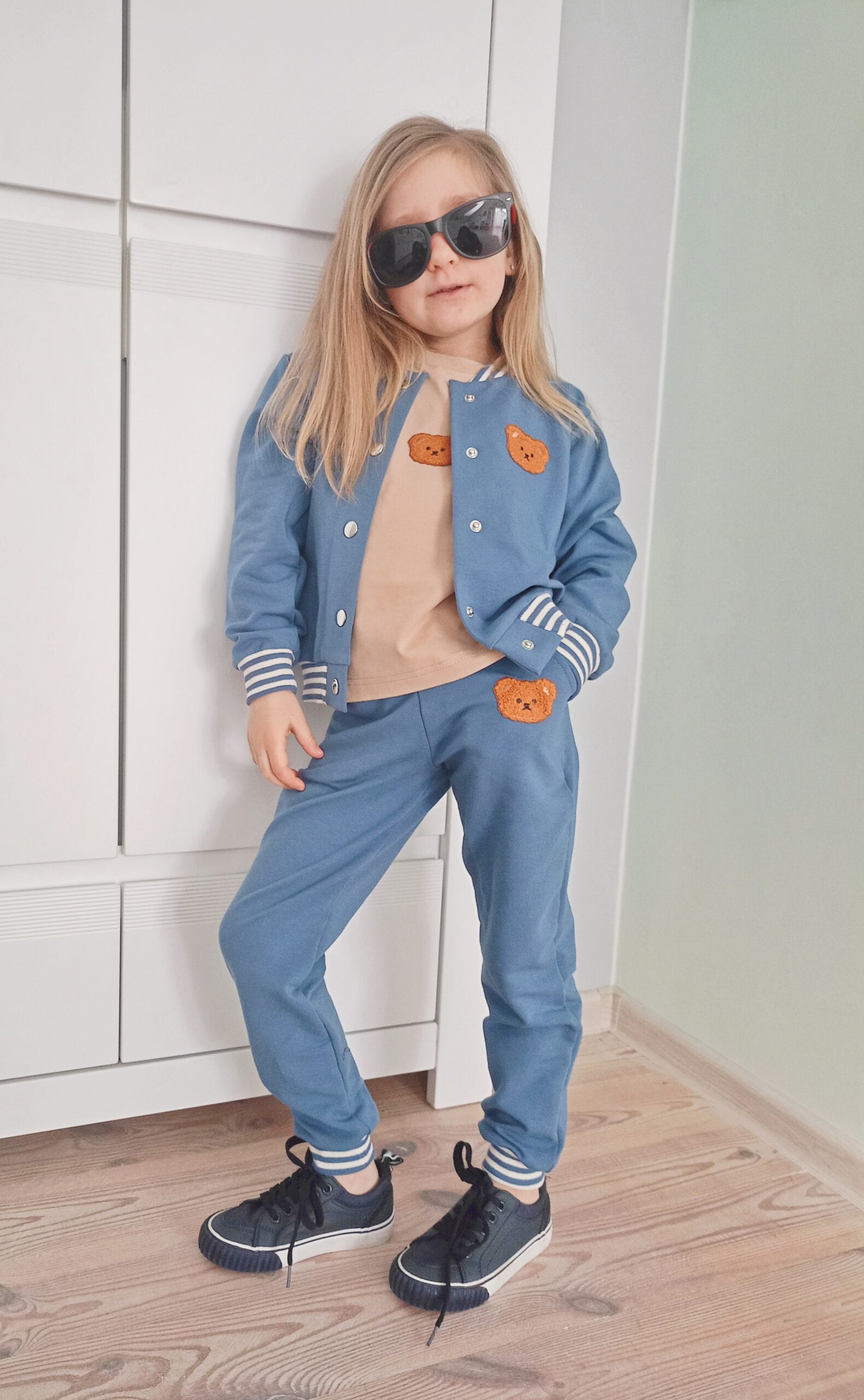 Bomberka Miś+spodnie Miś komplet dresowy kolor Niebieski