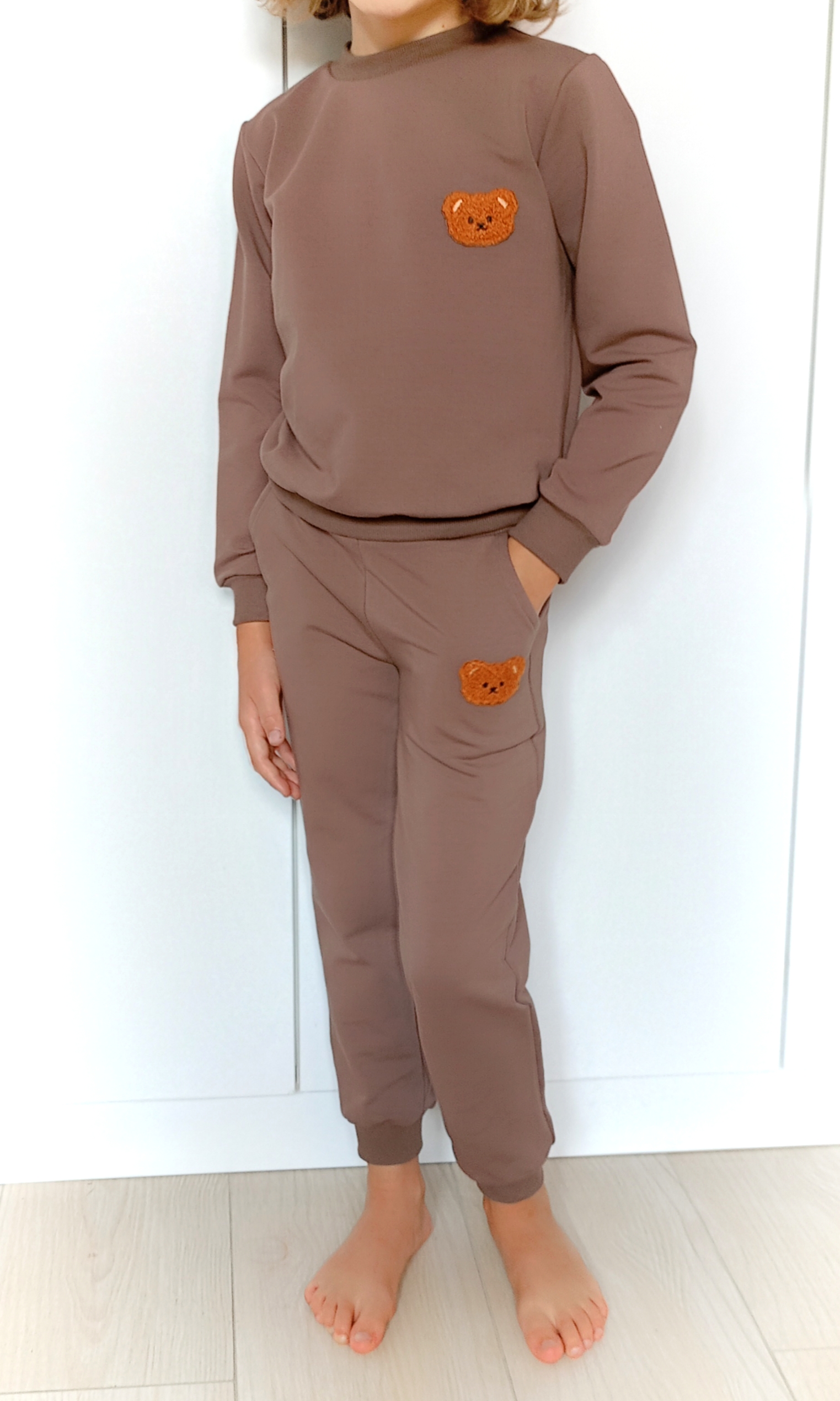 Bluza Miś + spodnie Miś komplet dresowy kolor Jasny Brąz