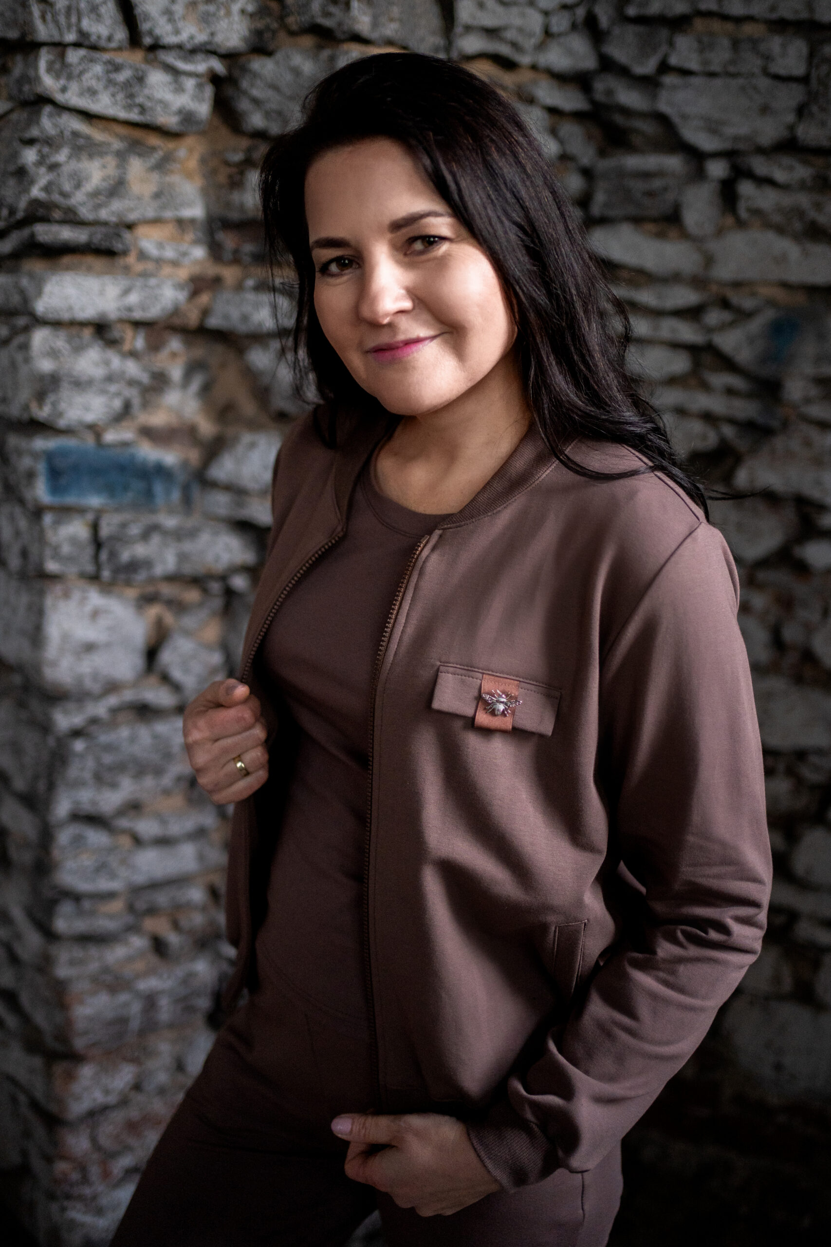 LENA - bomberka dresowa kolor Jasny Brąz