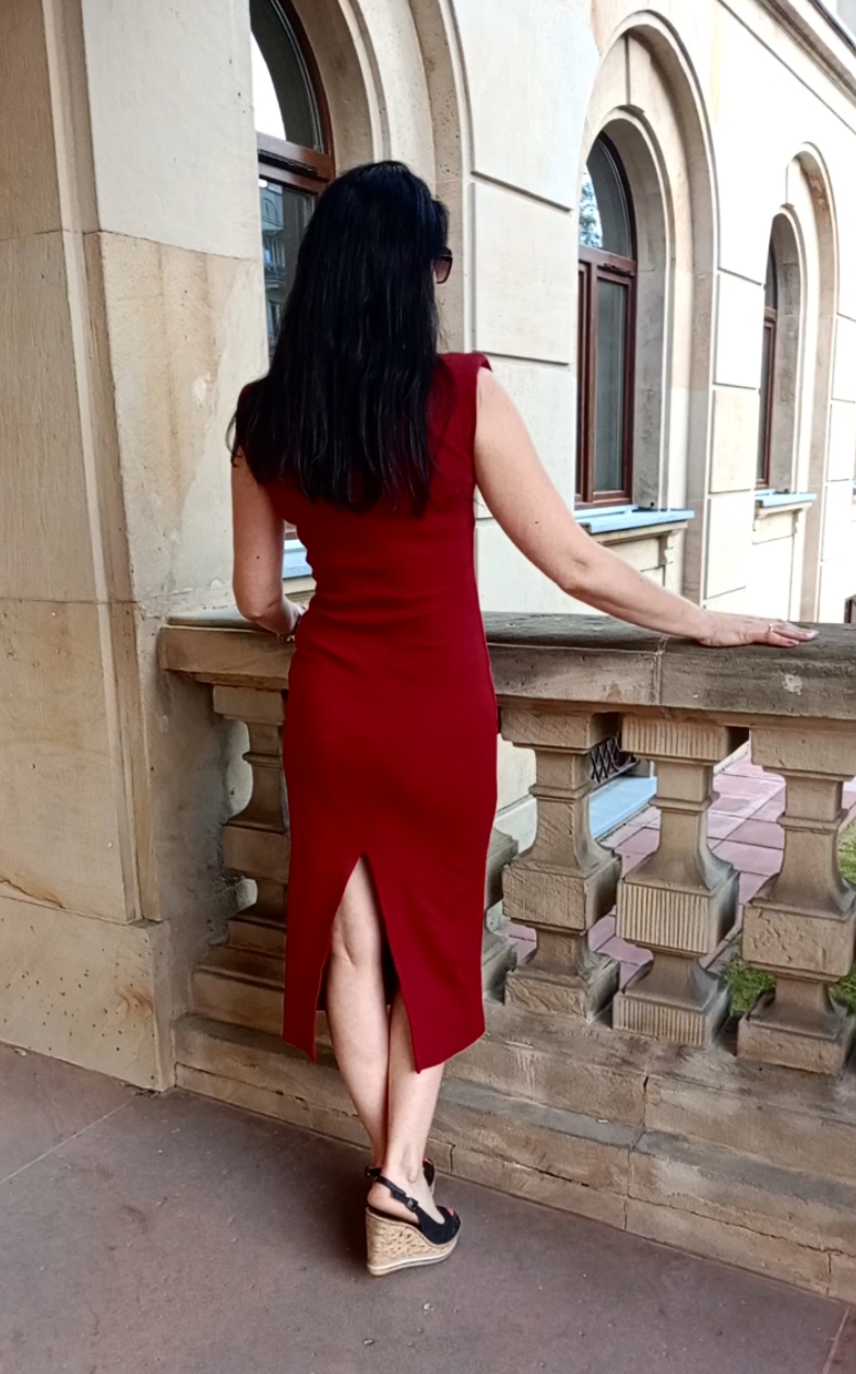 ANNA ołówkowa midi kolor Bordo - obrazek 3